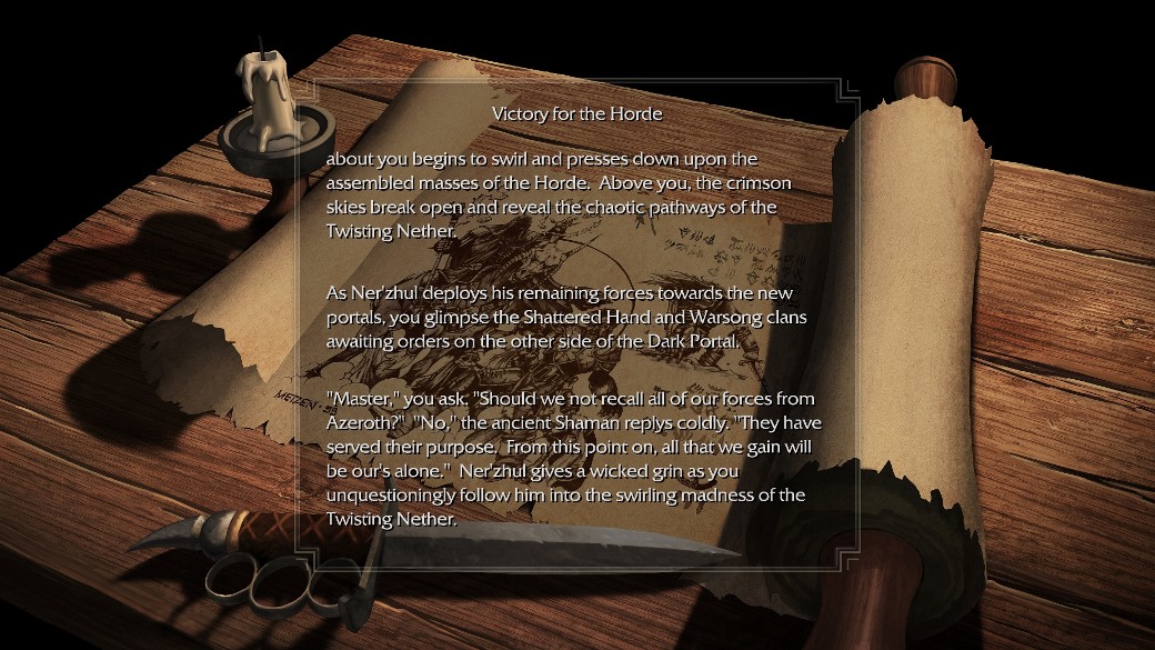 Victory narration for the Horde