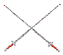 Two crossed swords with lightning arcing between them